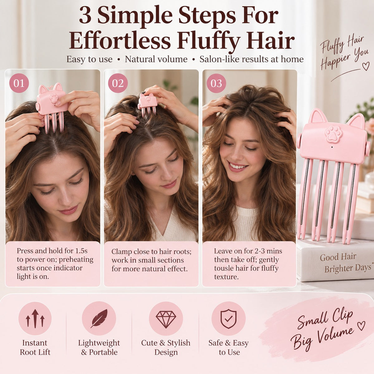 Voluminous Hair Root Lifting Clips